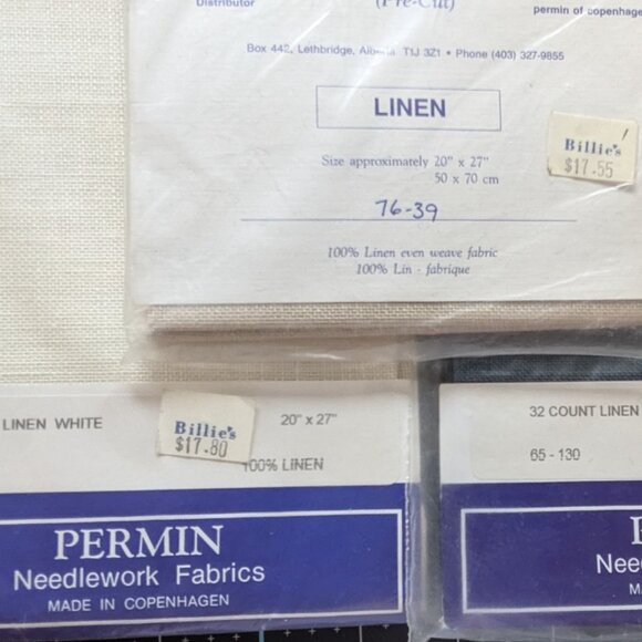 Permin 100% Linen Needlework Fabric - 3 Packs - Vintage New in Packs - Picture 4 of 4